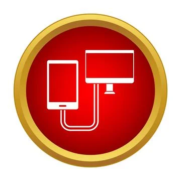 Connecting mobile phone and computer for data transfer 스톡 일러스트