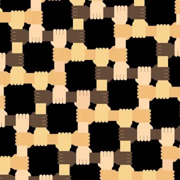 Connecting multiracial human hands pattern Stock Illustration