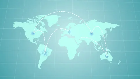 Connecting network lines over world map Stock Footage 201487264