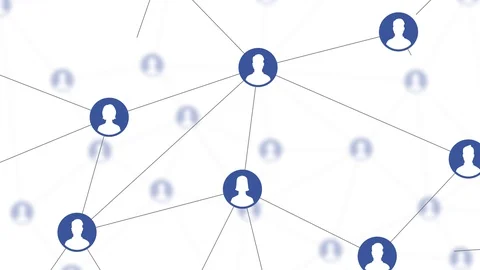 Connecting a Network of People - 4k - seamless loop - blue icons Vidéo 130124951