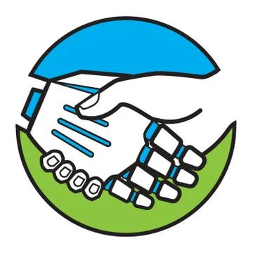 Connecting People and BOT android logo icon illustration Stock Illustration