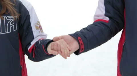 Connecting People Winter Hands Video stock 34032855