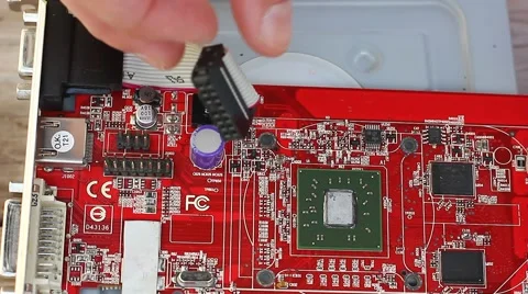 Connecting plug cable on microcircuit chip Stock Footage 52733588