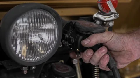 Connecting the plug of the electrical cable to the truck cab connector Stock Footage 261289920