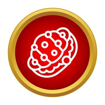 Connecting points forming a brain inside a red circle Stock Illustration