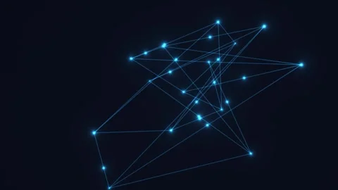 Connecting points in a network on dark background Stock Footage 338203078