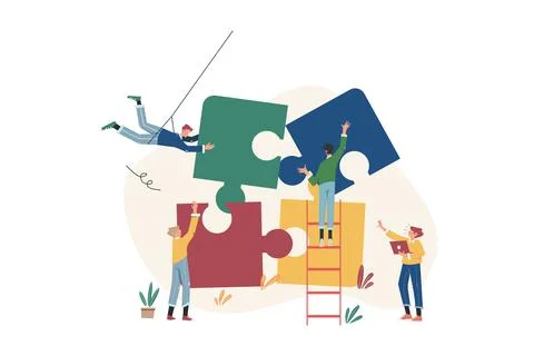 Connecting puzzle elements to start a new business Stock-Illustration