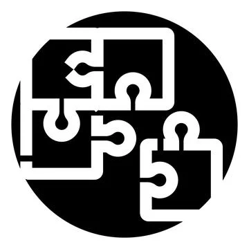 Connecting puzzle pieces creating a complex system concept Stock Illustration