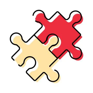 Connecting puzzle pieces finding solution together Stock Illustration