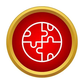 Connecting puzzle pieces forming a complete circular shape Stock Illustration