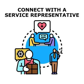 Connecting with service representative for customer support and assistance Stock Illustration