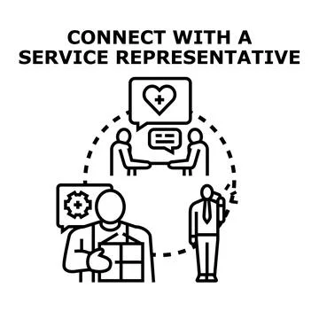 Connecting with service representative for customer support and assistance Stock Illustration