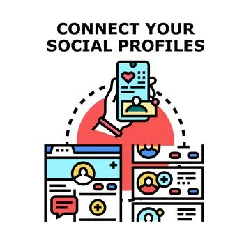 Connecting social profiles for digital network management イラスト素材