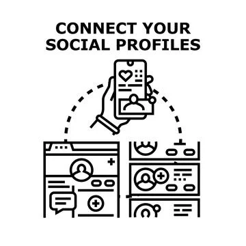 Connecting social profiles for digital network management Stock Illustration