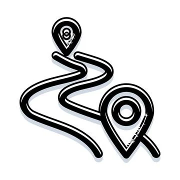 Connecting starting point to destination using map pins Stock Illustration