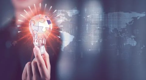 Connecting success and problem solution from creativity ,strategic planning.. Stock Photos