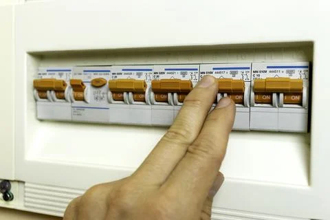 Connecting a switch in a home electrical panel-denoise Stock Photos