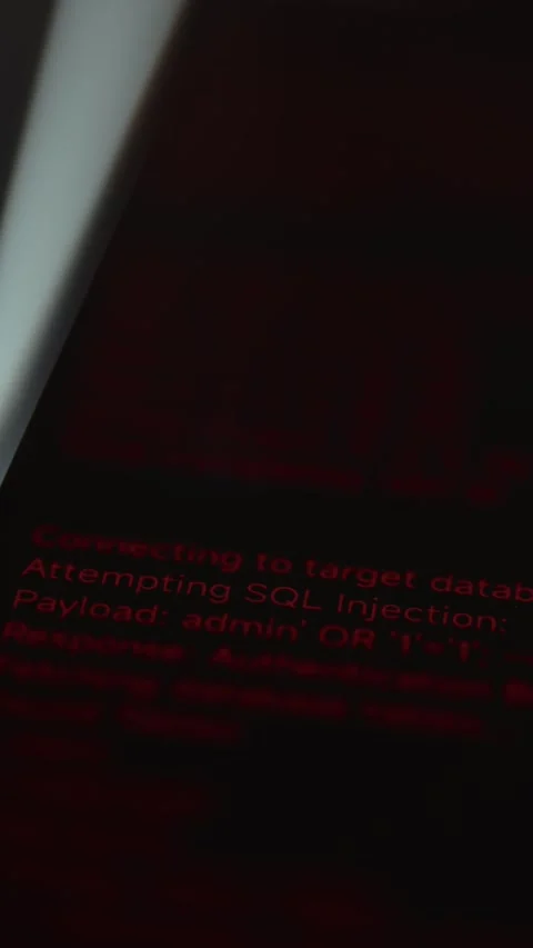 Connecting to target database, attempt at a SQL injection attack. Ethical Stock Footage 327899985