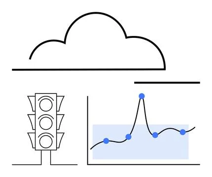 Connecting Technology Data Trends in Cloud Networks and Traffic Management Stock Illustration