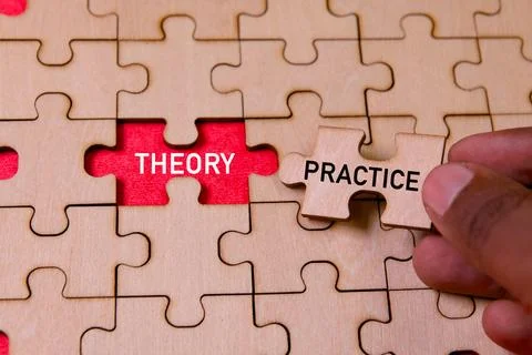 Connecting theory and practice through puzzle pieces Stock Photos