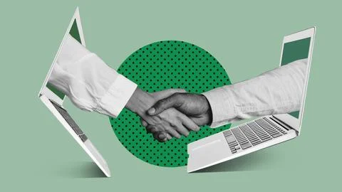 Connecting through technology to exchange ideas and build relationships in the Stock Photos