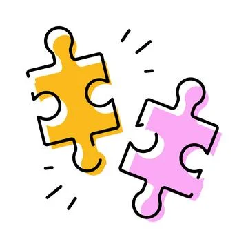 Connecting two colorful puzzle pieces for solution concept Stock Illustration