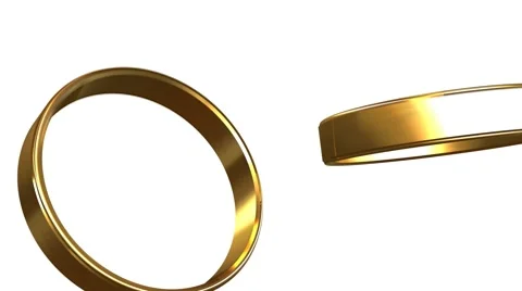 Connecting two gold wedding rings. With alpha Stock Footage