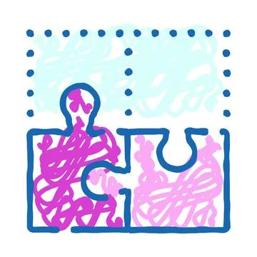 Connecting two puzzle pieces creating understanding solution Stock Illustration
