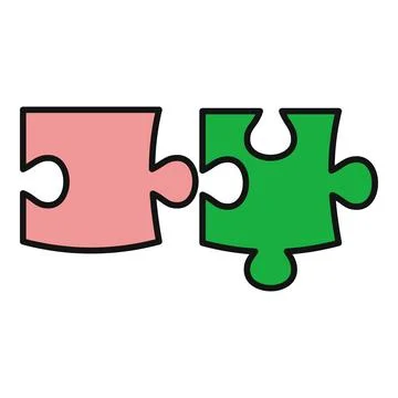 Connecting two puzzle pieces forming a solution Stock Illustration