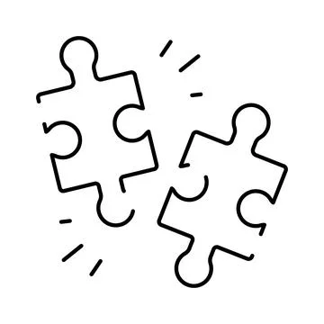Connecting two puzzle pieces forming a solution Stockillustratie