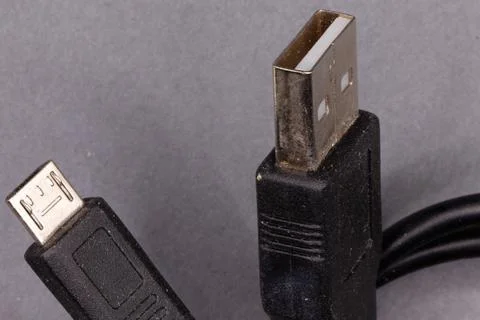 Connecting usb and micro-usb cables for data transfer Stock Photos