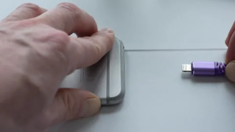 Connecting USB Cable to Device in Close-Up View Stock Footage 306460547