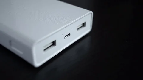 Connecting a usb cable to a power bank Stock Footage 73545329