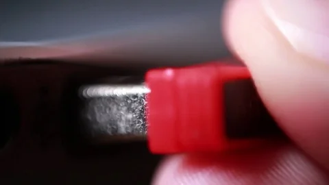 Connecting USB computer mouse. Extreme closeup 動画素材 85167737