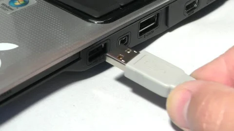 Connecting Usb Device To Laptop Stock Footage 50409858