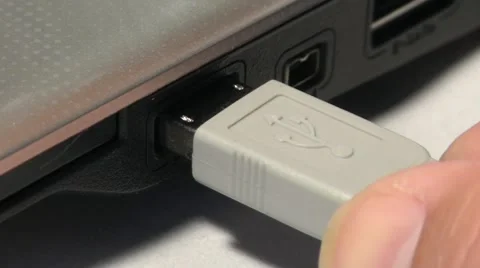 Connecting Usb Device To Laptop Stock Footage 50409863