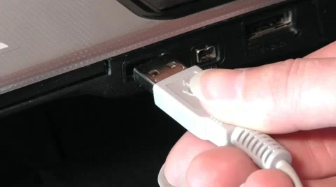 Connecting Usb Device To Laptop Stock Footage 50409871