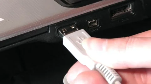 Connecting Usb Device To Laptop Stock Footage 50409873