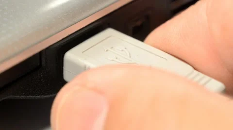 Connecting Usb Device To Laptop Stock Footage 50410226