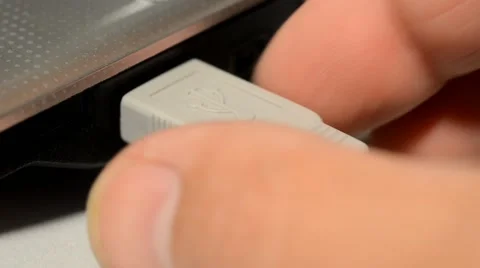 Connecting Usb Device To Laptop Stock Footage 50410236