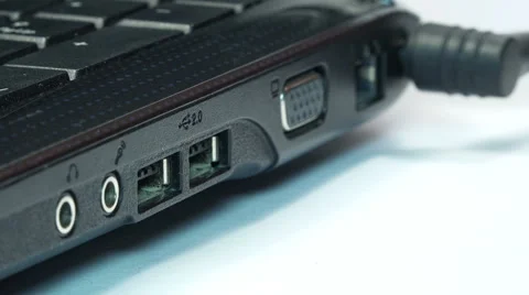 Connecting USB Device to Laptop. Full HD Stock Footage 45976038