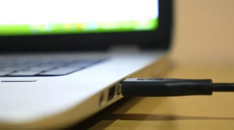 Connecting USB Port to Laptop Computer Stock Footage 53079588