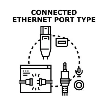Connecting various data and audio ports interface Stock Illustration
