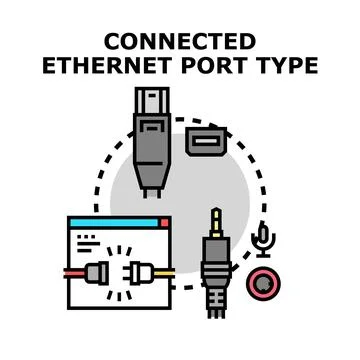 Connecting various data and audio ports interface Stock Illustration