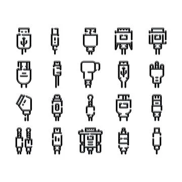 Connecting various hardware devices and electronic components adapter set 库存插图