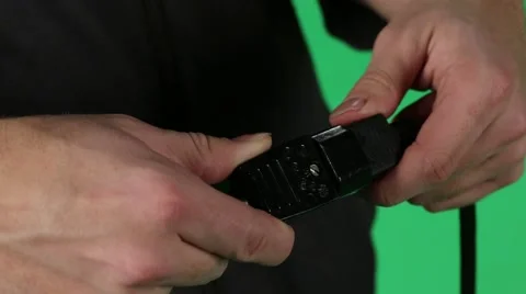 Connecting a Video Lighting Cable Stock Footage 45881077