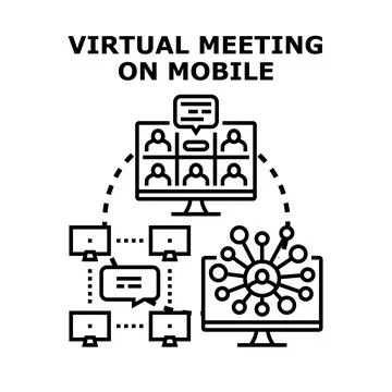 Connecting virtual meeting participants using multiple devices 库存插图