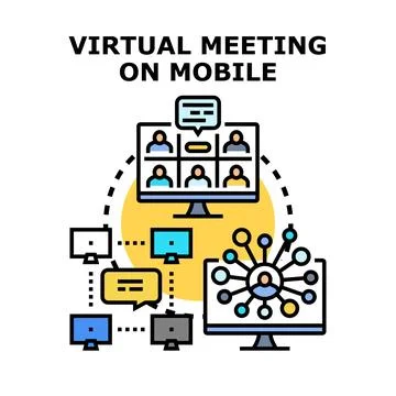 Connecting virtual meeting participants using multiple devices Stock Illustration