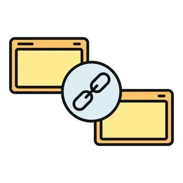 Connecting web pages with a hyperlink chain icon 스톡 일러스트