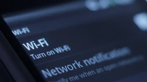 Connecting to WiFi signal on mobile device, cellphone Stock Footage
